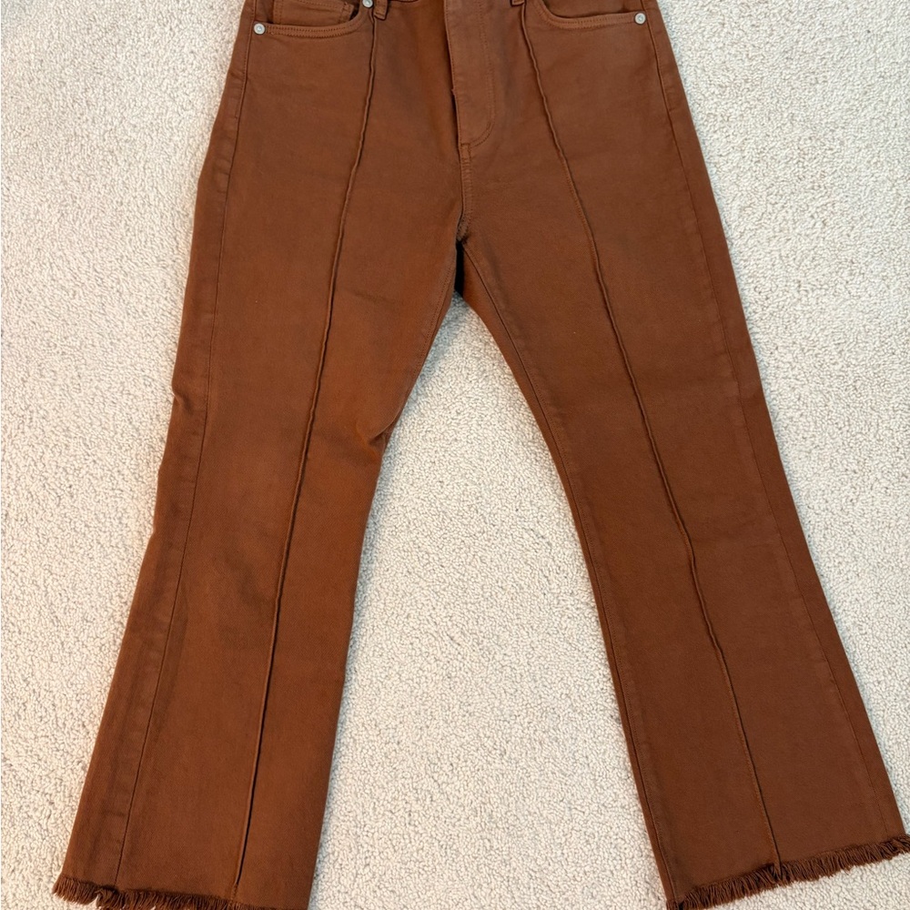 LOFT Chestnut Flare Pants with Frayed Hem